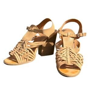 Qupid Tan Leather Block Heel 9.5